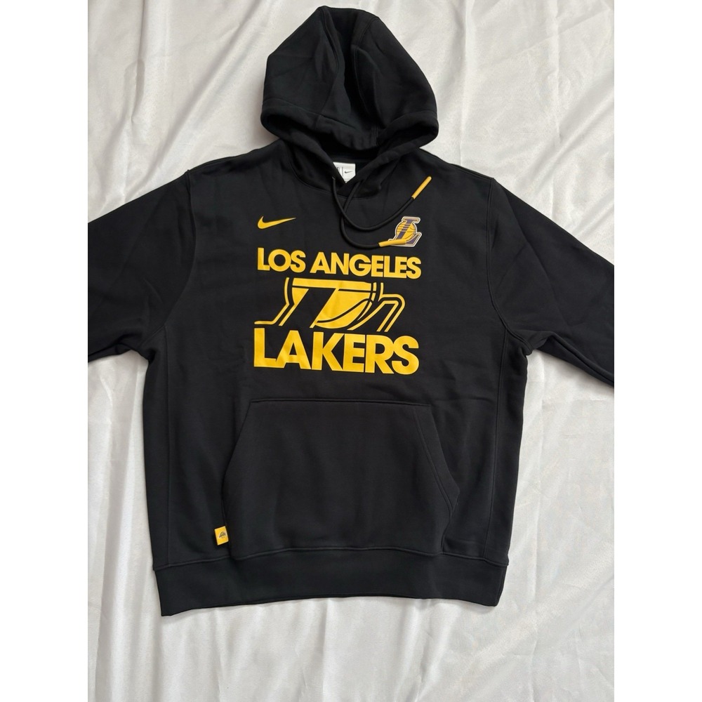 NEW Nike Los Angeles Lakers Pullover Hoodie LA Lakers Black Fleece Men's Large - Picture 1 of 8